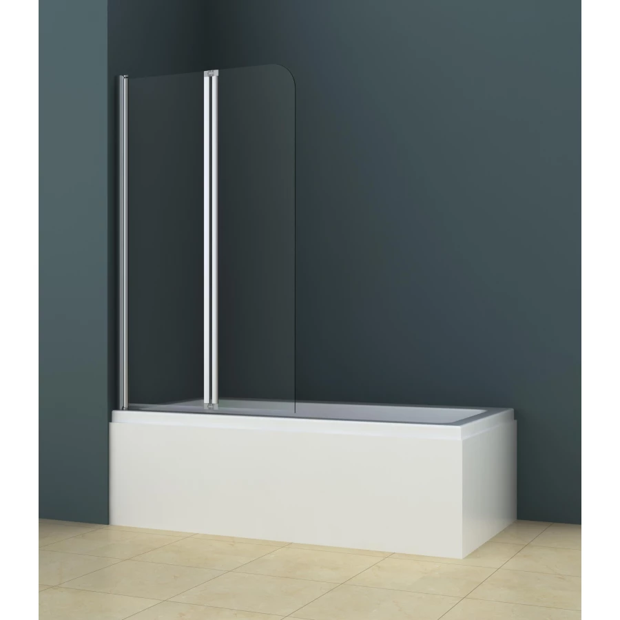 Шторка для ванны Azario Boston хром прозрачное стекло 4 мм AZ-141 80x140 см