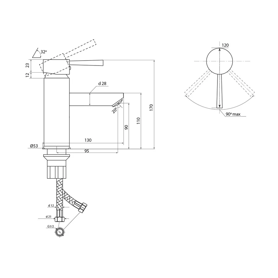 Смеситель Славен для умывальника Город Д СЛ-ОД-Д10