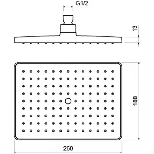 Прямоугольный верхний душ Aquatek матовый черный AQ2087MB 260*188*68 мм