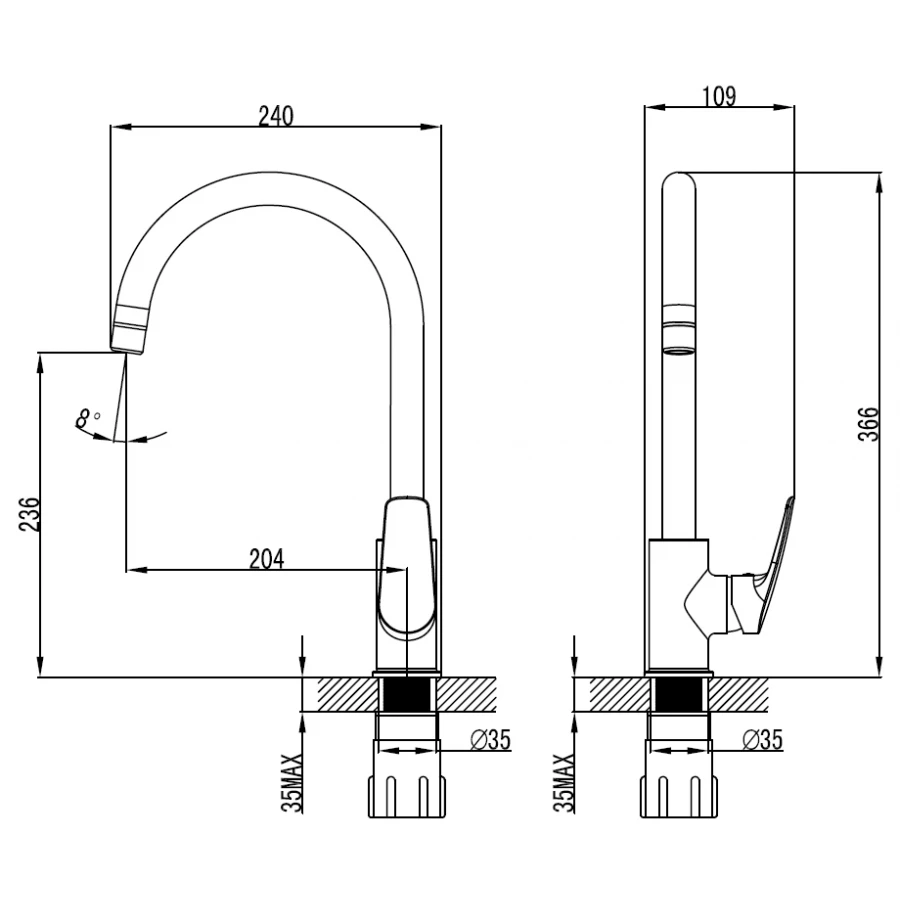 Смеситель для кухонной мойки Azario Tavira керамический картридж хром AZ-WKE56411C-X63