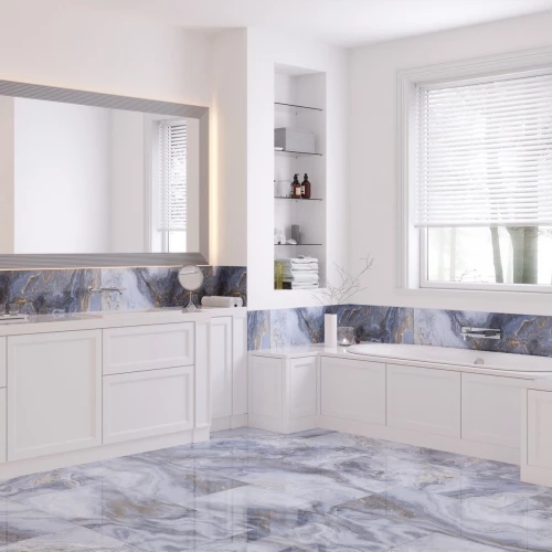 Керамогранит Neodom Luxury Arabesque Blue Polished голубой N20354 120x60 см