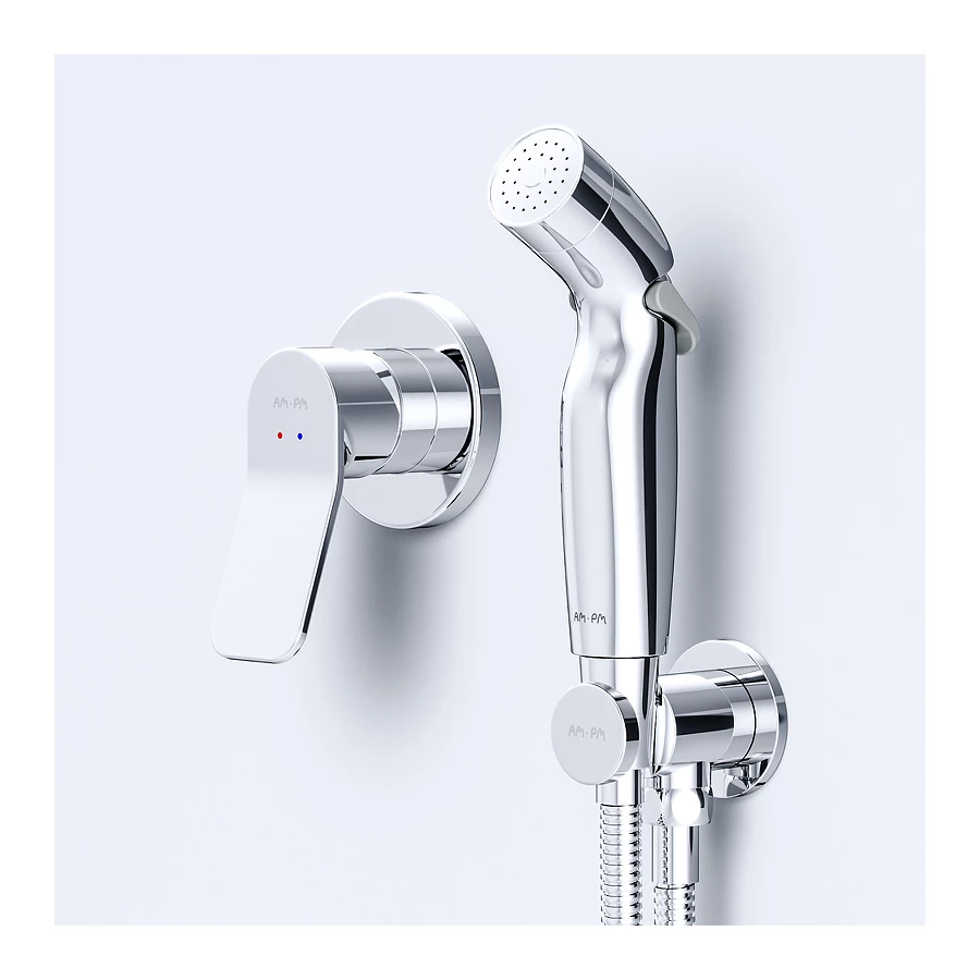 Смеситель Am Pm X-Joy монтируемый в стену с гигиеническим душем F40H85A00