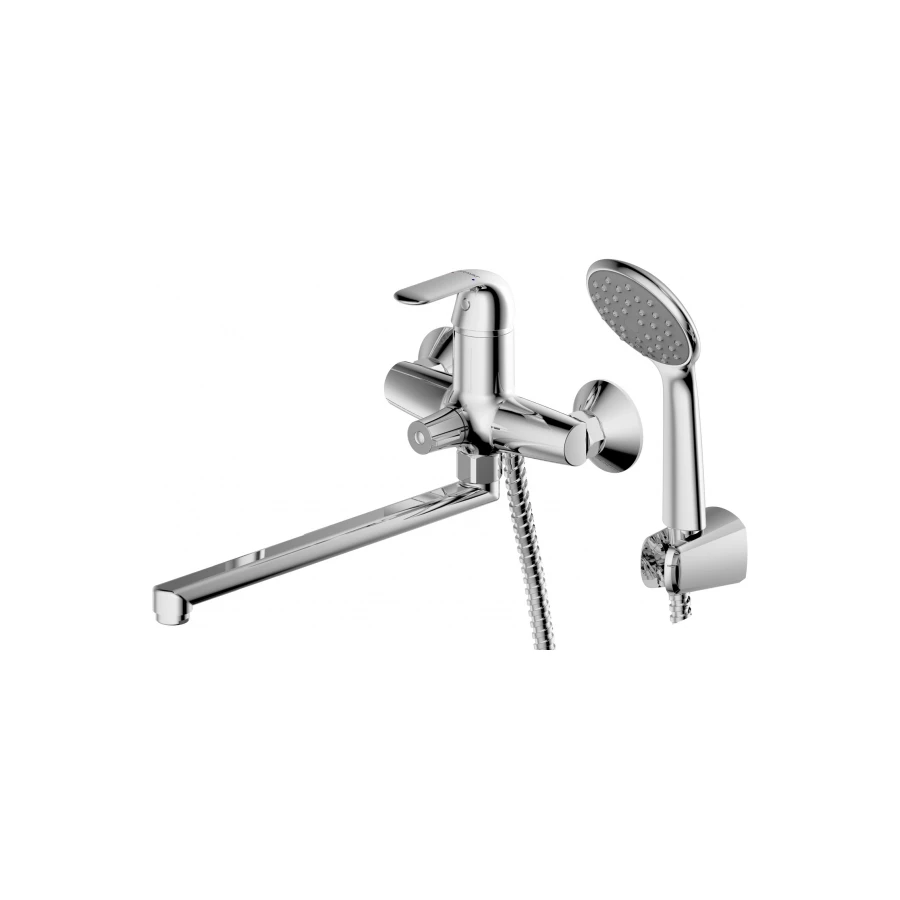 Смеситель для ванны c длинным изливом с аксессуарами Bravat Fit F6135188CP-LB-RUS хром