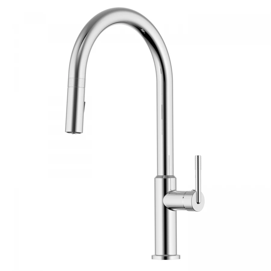 Смеситель для кухонной мойки Azario Diamond выдвижной излив керамический картридж алмазная текстура хром AZ-VJB569193C