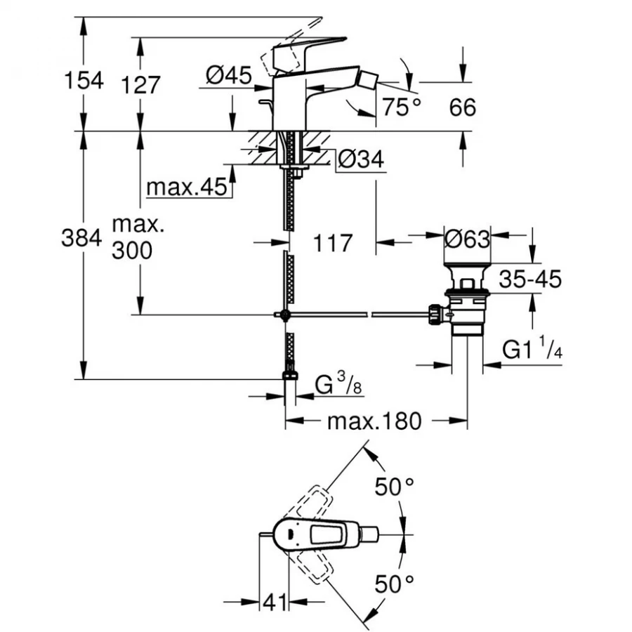 Смеситель для биде Grohe Start Loop EcoJoy хром 23352001