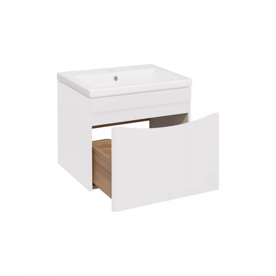 Тумба под раковину Runo Афина 60 подвесная белая под умывальник Moduo 60 00-00001204