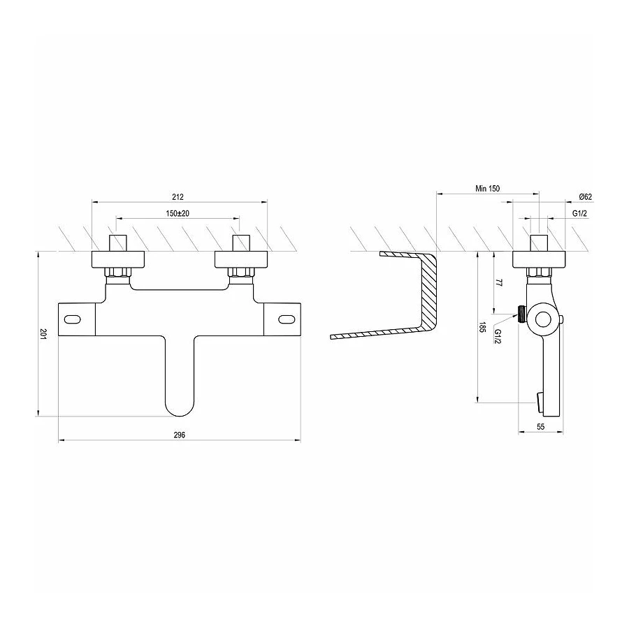 Термостатический смеситель Ravak Termo 300 TE 023.00/150 X070097