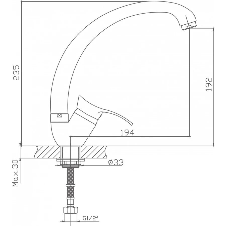 Смеситель Cron для кухни хром CN4114-2