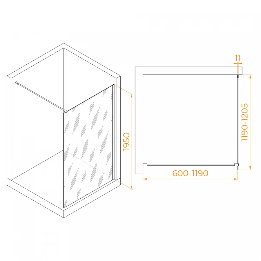 Душевая перегородка RGW WA-002B Тонированное Серое 35100212-34 120 см