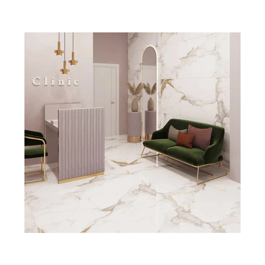 Керамогранит Meili Ceramic Torano Polish глянцевый бело-коричневый 160х80 см