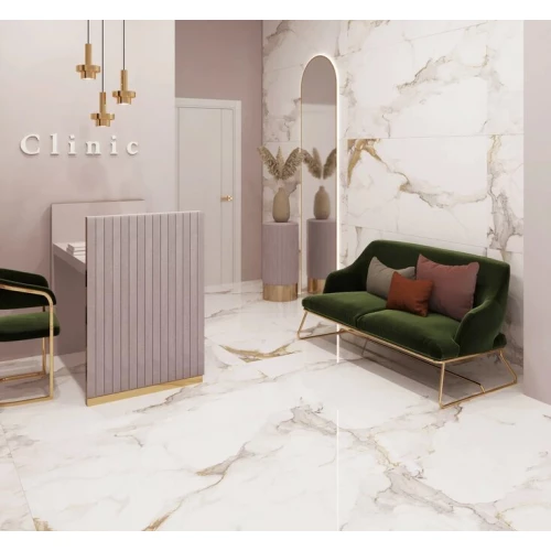 Керамогранит Meili Ceramic Torano Polish глянцевый бело-коричневый 160х80 см