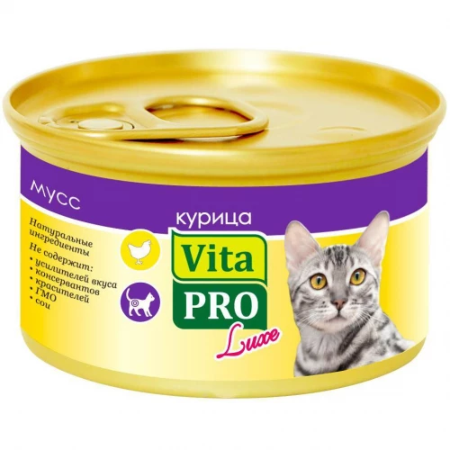 Консервы для кошек Vita PRO Luxe мусс курица 85 г