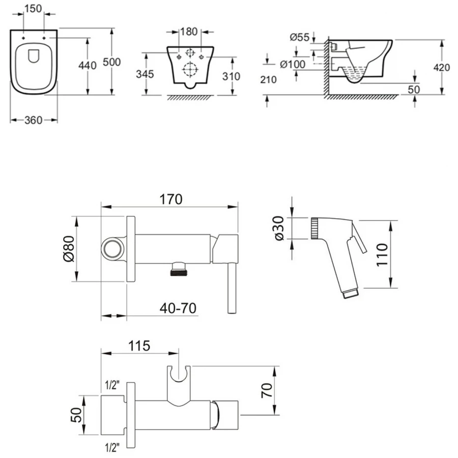 Унитаз Lavinia Boho Bristol Rimless 21090007 (комплект 2 в 1)