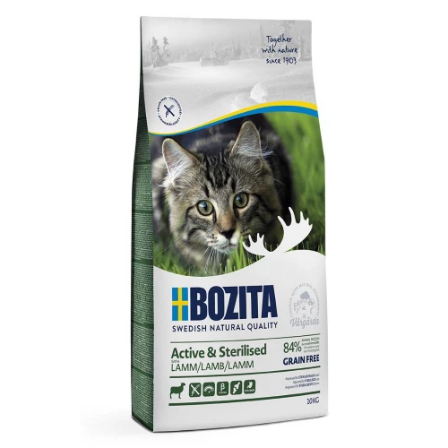 Сухой беззерновой корм Bozita Active & Sterilized GF Lamb 33/20 для стерилизованных, растущих, взрослых и активных кошек с ягненком 31311 400 г