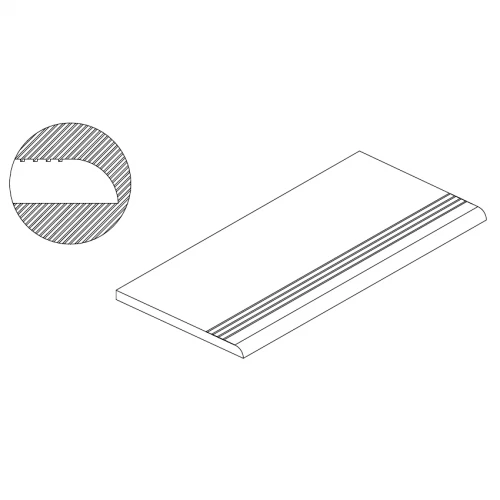 Ступень ТехноАрт керамогранит завальцованная с полосой противоскольжения РСП160 многоцветная 160х30 см