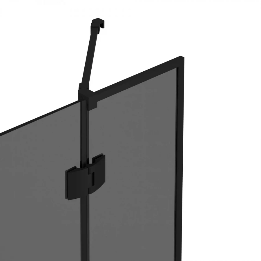 Шторка на ванну Mebelvann тонированое стекло черный матовый BEN_401_BL_T_1400x900 90x140 см