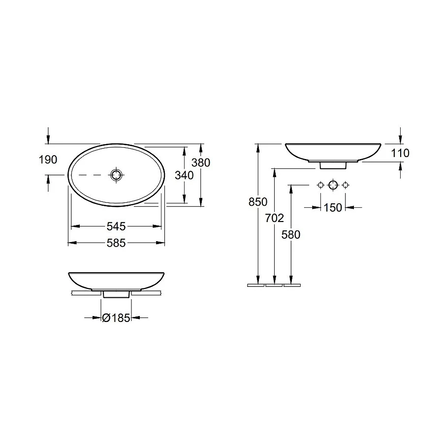 Накладная раковина Villeroy&Boch Loop&Friends 51510001 58x38 см