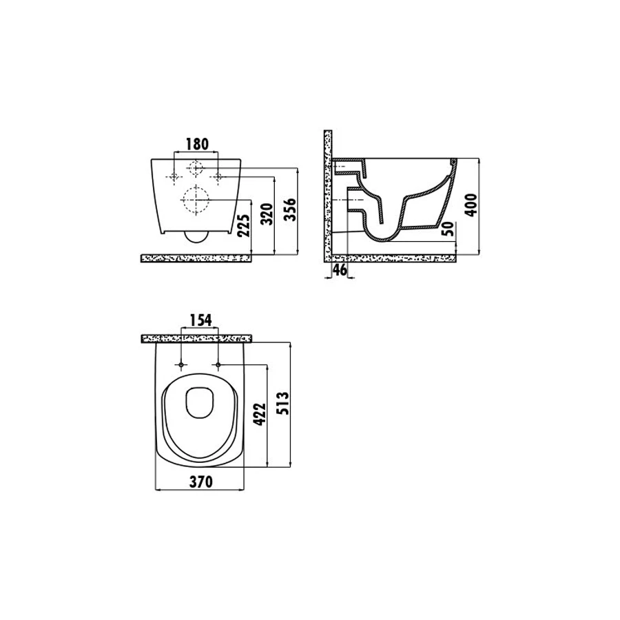 Унитаз подвесной безободковый Creavit Elegant белый чаша без сидения EG321-11CB00E-0000