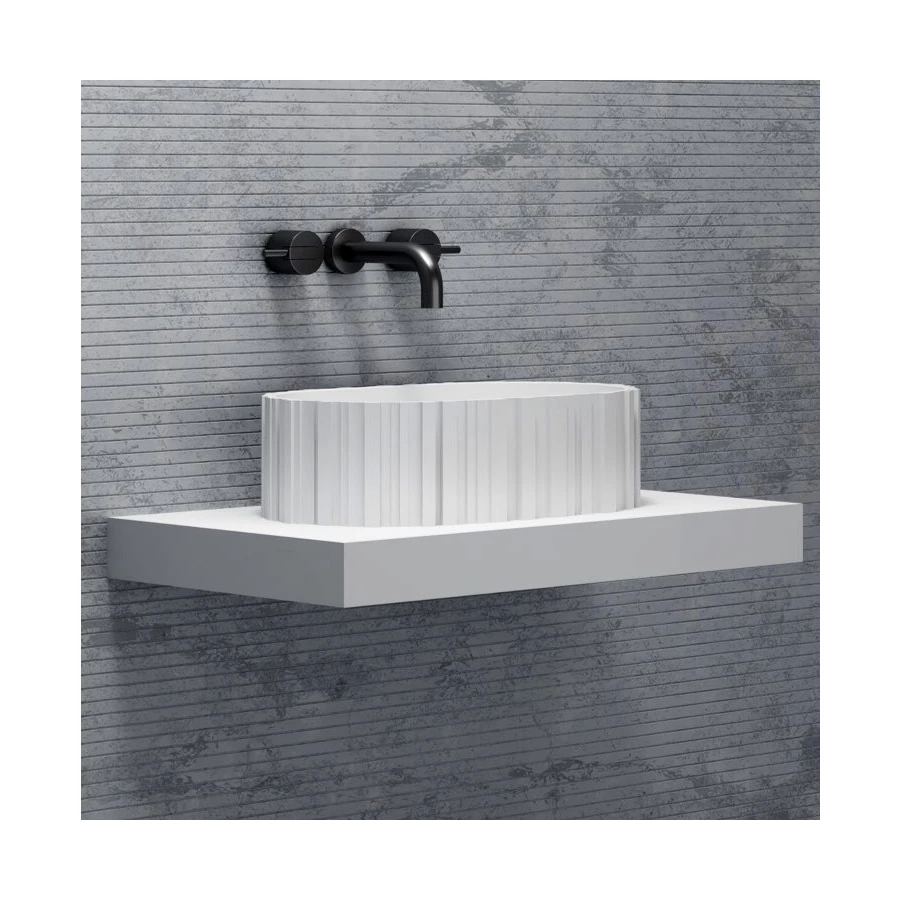 Раковина накладная Abber Stein белая матовая AS2655 56х36 см