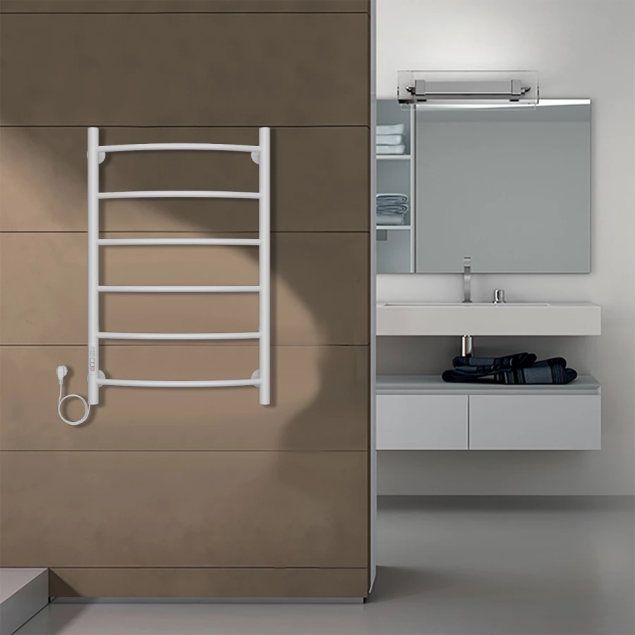 Полотенцесушитель электрический Azario Verona 6 секций тен слева белый AZ04758W 50x80 см