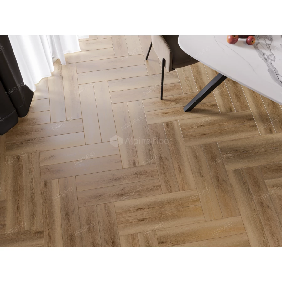 Каменный SPC ламинат Alpine Floor Norland Lagom Parquet Mot 1033-10 34 класс 3.5 мм 2.25 кв.м 60х12.5 см
