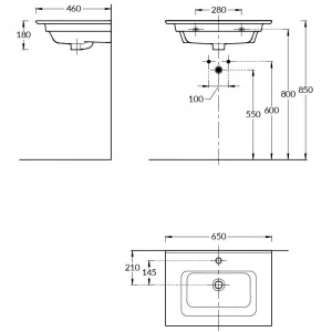 Раковина Kerama Marazzi Piano 65 с крепежом PI.wb.65