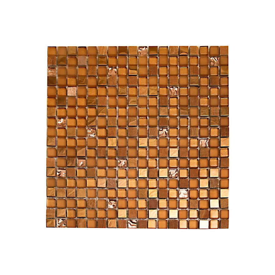 Мозаика Tonomosaic SIB26 из стекла, камня и металла, рыжая, горчичная 30,1*30,1 см