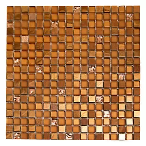 Мозаика Tonomosaic SIB26 из стекла, камня и металла, рыжая, горчичная 30,1*30,1 см