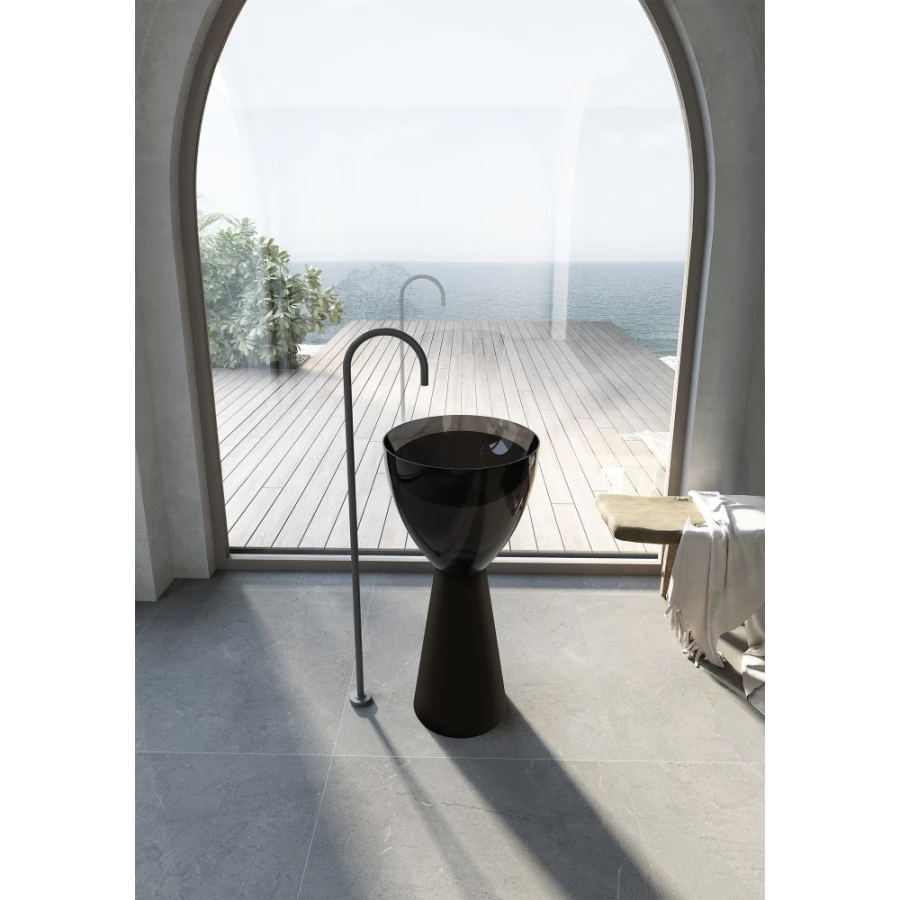 Раковина отдельностоящая прозрачная Abber черный черный матовый AT2703Onyx-Black 45х45 см