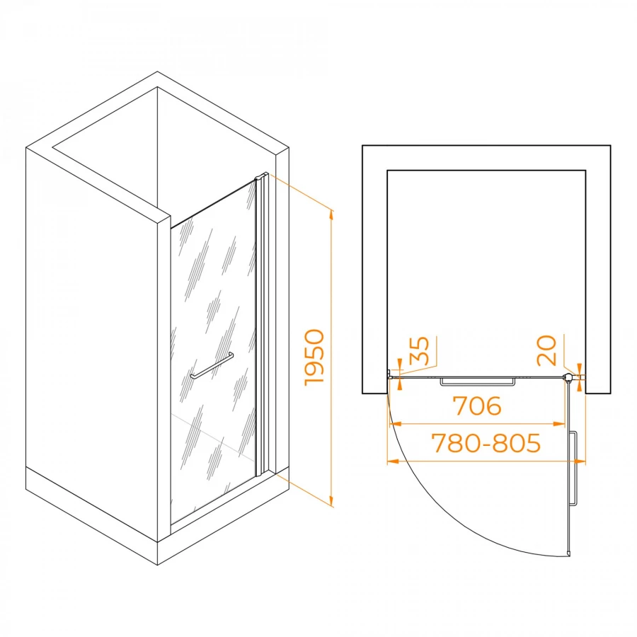 Душевая дверь RGW PA-103B Матовое-Сатинат 800 020810308-24