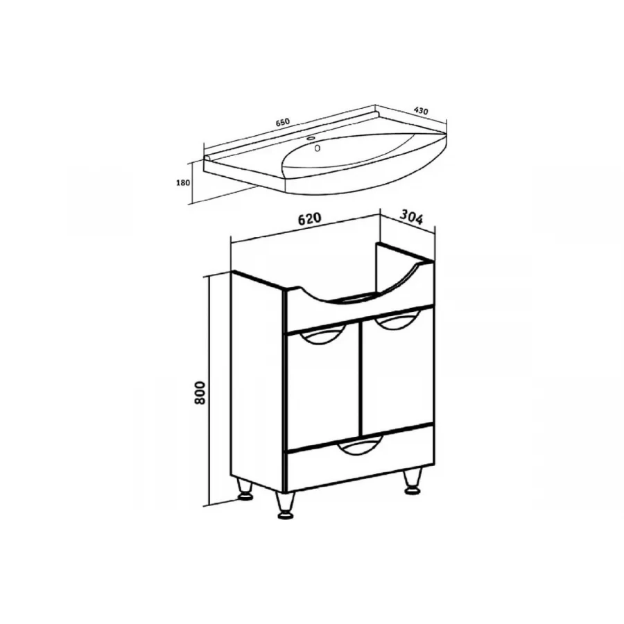 Тумба под раковину Runo Барселона 65 под умывальник Стиль 65 00000001035