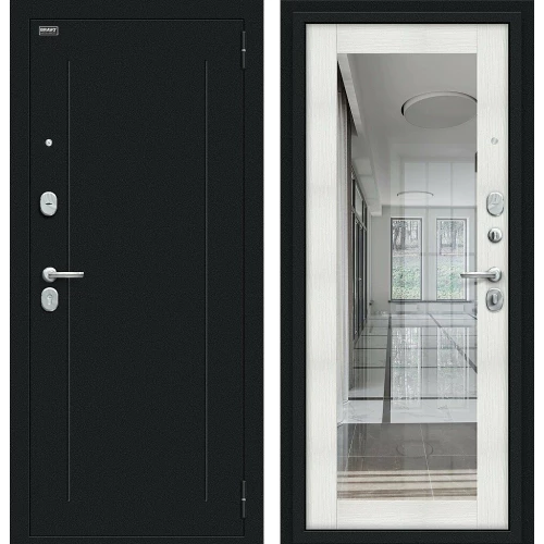 Входная дверь Bravo Флэш 205x86 Букле черное/Bianco Veralinga левое открывание