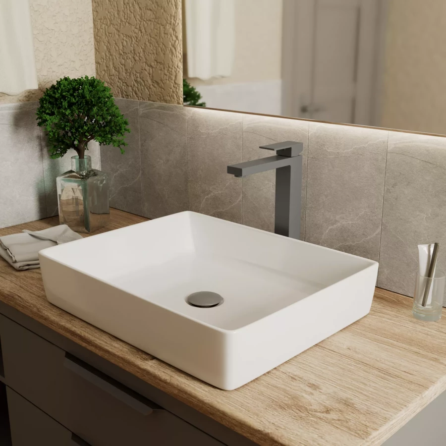 Смеситель для раковины D&K Bayern.Liszt высокий серый графит DA1512006