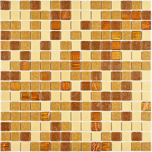 Мозаика Bonaparte Стеклянная мозаика Akros 20х20 глянцевая бежево-коричневая 32,7х32,7 см