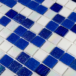 Мозаика Bonaparte Стеклянная мозаика Indigo 20х20 глянцевая сине-белая 32,7х32,7 см