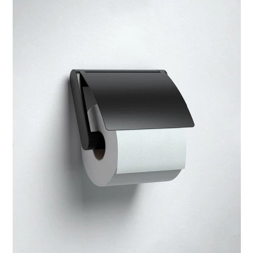 Держатель для туалетной бумаги Keuco Plan с крышкой чёрный матовый 14960370000