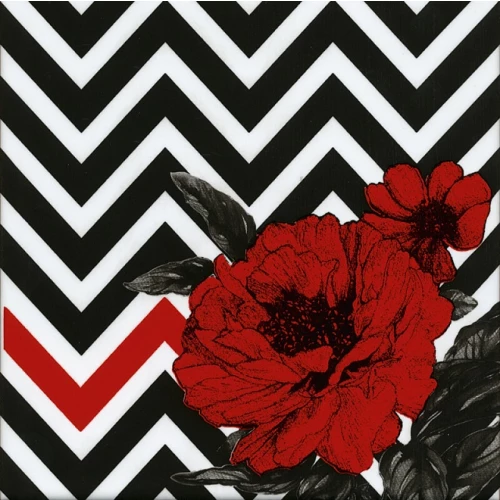 Плитка настенная Kerama Marazzi Этуаль Декор Цветок глянцевый белый черный STG/A614/17000 15х15 см