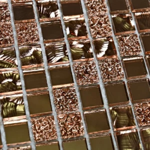 Мозаика Bonaparte Стеклянная мозаика Mirror Bronze 15х15 зеркальная глянцевая бронзовая 30х30 см