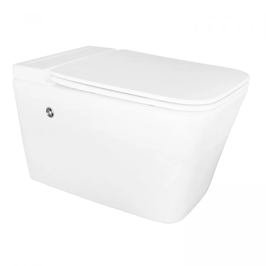 Унитаз импульсный Azario подвесной квадратный быстросъемное сиденье микролифт монтажная рама в комплекте AZ-101C 36х59х38 см