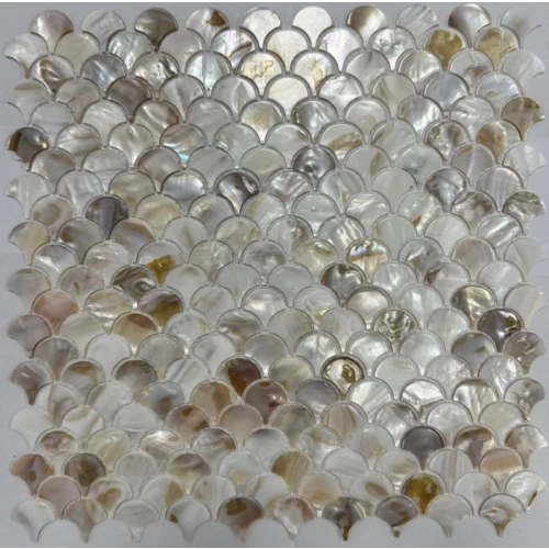 Мозаика Pixel mosaic Перламутр 25х25 чешуя глянцевая бело-коричневая PIX 773 30х30 см