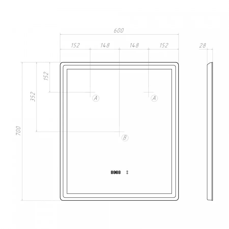 Зеркало Vigo Geometry Luxe 600 208 60x70 см