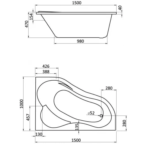 Ванна акриловая Santek Ибица правосторонняя 1.WH11.2.035 1.WH11.2.035 150х100 см