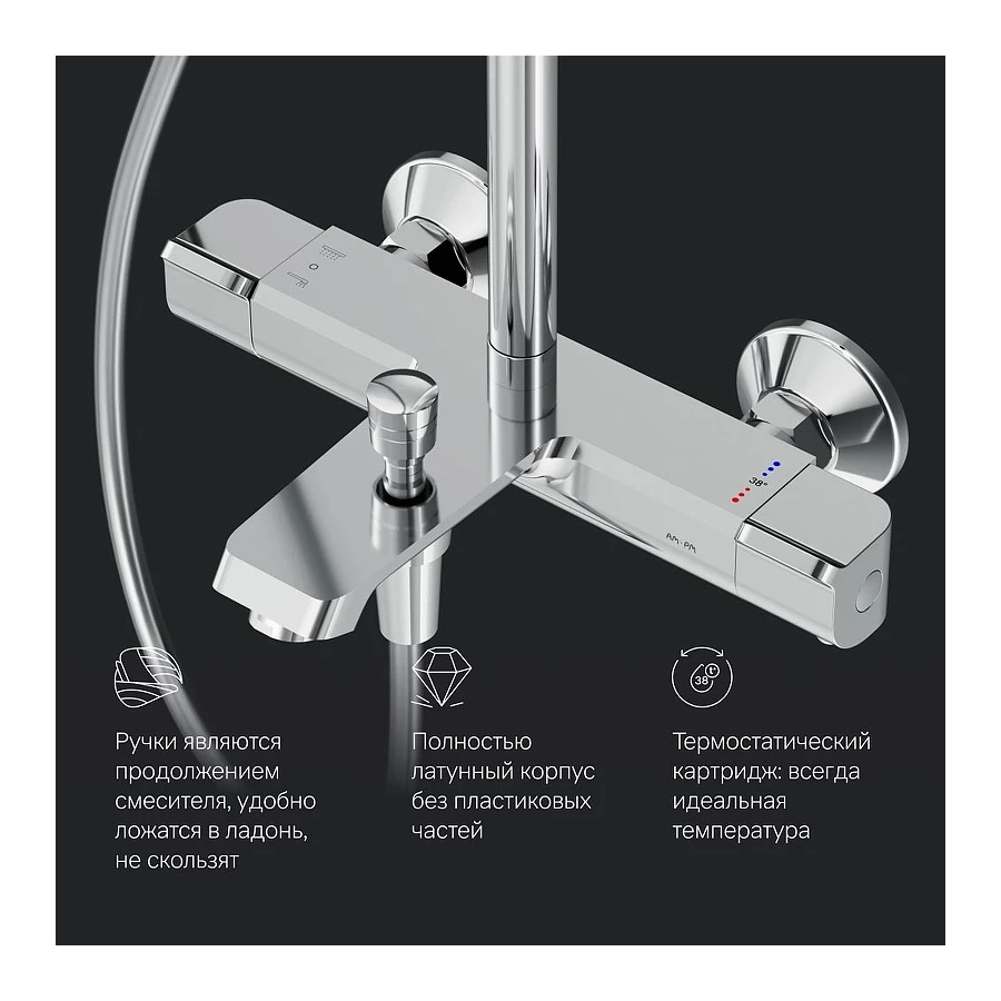 Душевая система с термостатом Am Pm Func F078F500