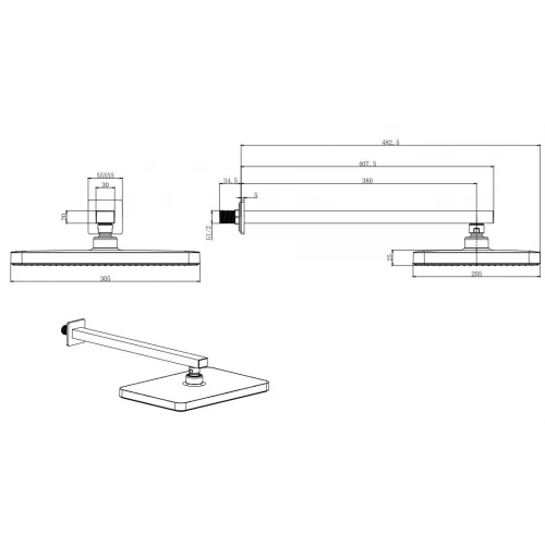 Верхний душ настенный Aquatek AQ2081CR 305х205 мм