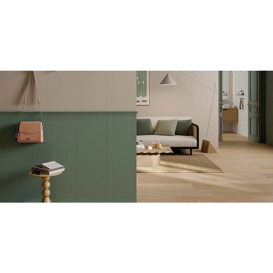 Плитка настенная Rondine Brio Shangai Menta Ret матовая зеленая J93877 100х33,3 см