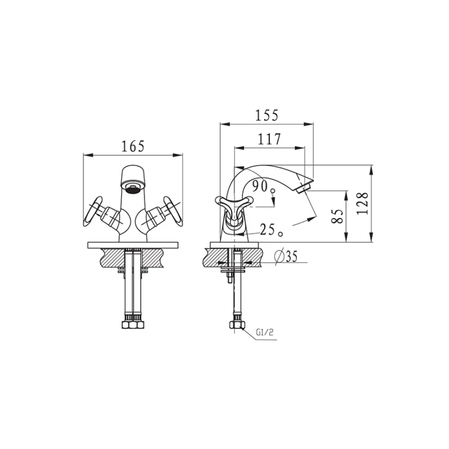 Смеситель для раковины Kaiser Trio 57011-2 черный