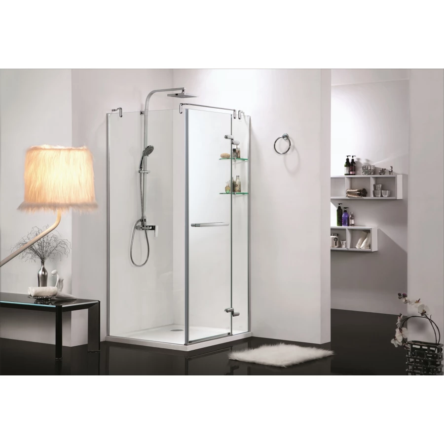 Душевое ограждение Azario Monreal R со стеклянной полкой без поддона прозрачное стекло 8 мм цвет профиля серебро AZ-NWG1231-R 90х90х200 см