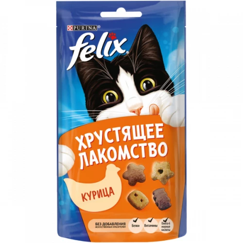 Хрустящее Лакомство для взрослых кошек Felix с курицей 60 г