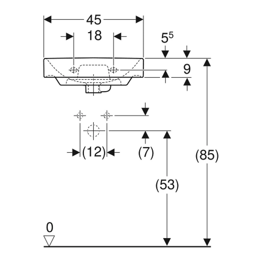 Раковина Geberit Smyle Square 500.222.01.1 45x36 см