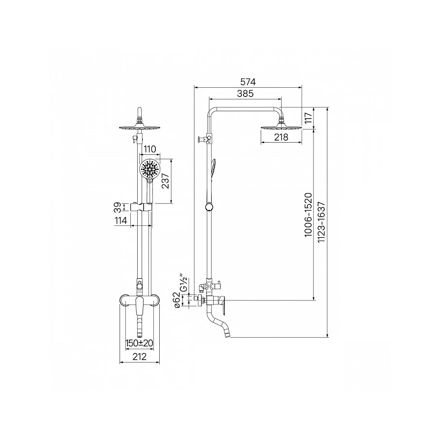 Смеситель для ванны Iddis Cloud CLOSB00i06 с верхним душем, хром/белый